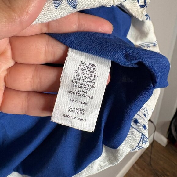 NWT Caroline Constas Quilted Patchwork Print Linen Blend Jacket - Picture 4 of 6